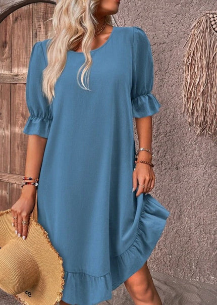 Lily | Summer dress with ruffles Light Blue Dresses