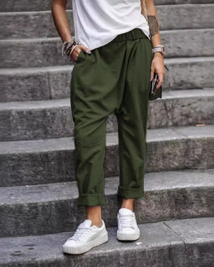 Women's High-Waist Harem Pants with Pockets Trousers