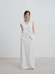Beatrix™ | High Waist Long Skirt White Dresses