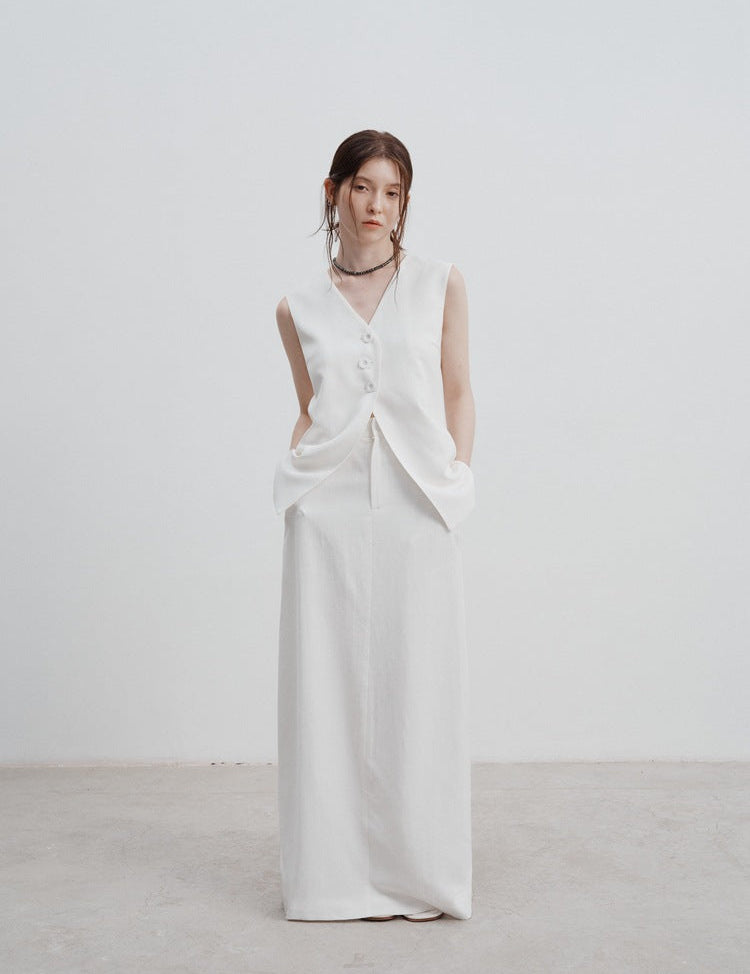Beatrix™ | High Waist Long Skirt White Dresses