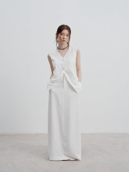 Beatrix™ | High Waist Long Skirt White Dresses