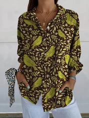 Women’s Floral Stand‑Collar Shirt QT898MCL Shirts