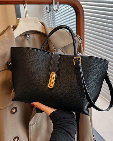 Women's Litchi Pattern Shoulder Bucket Bag – Stylish & Spacious Handbag Bag