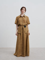 Giana™ | Romantic Drape Long Skirt Retro Brown Dresses