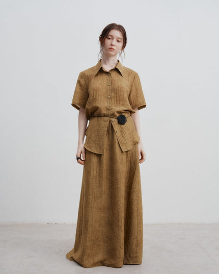 Giana™ | Romantic Drape Long Skirt Retro Brown Dresses