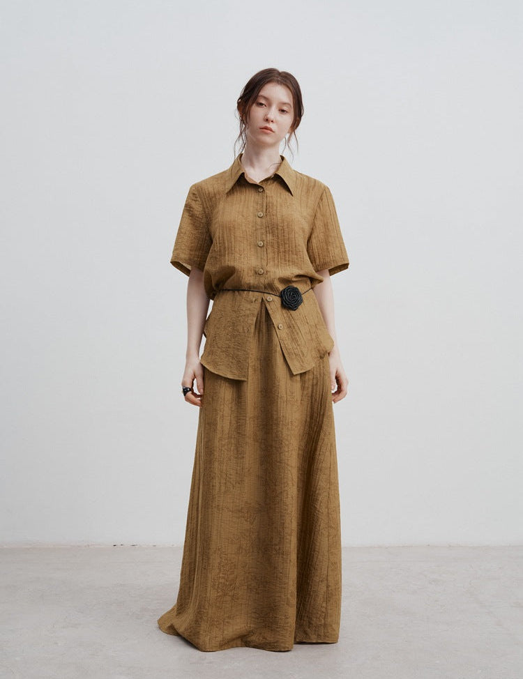 Giana™ | Romantic Drape Long Skirt Retro Brown Dresses
