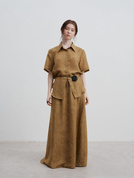 Giana™ | Romantic Drape Long Skirt Retro Brown Dresses