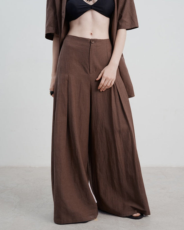 Adele Loose Casual Long Pants for Effortless Summer Style Brown