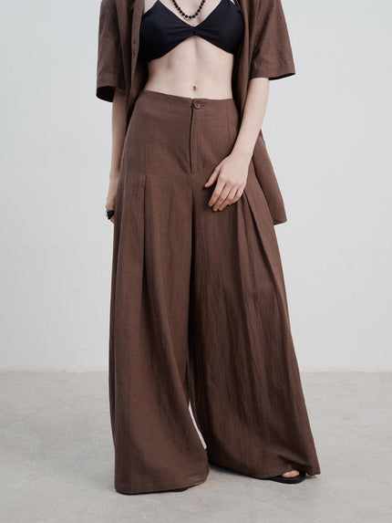 Adele Loose Casual Long Pants for Effortless Summer Style Brown