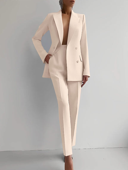 Luxury Women's Two Piece Suit Blazer Apricot White Blazer