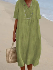 Nina | Linen Dress Yellow-Green Dresses