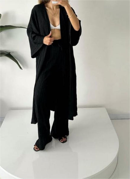 Ramona | Relaxed Set of Cardigan and Pants Black
