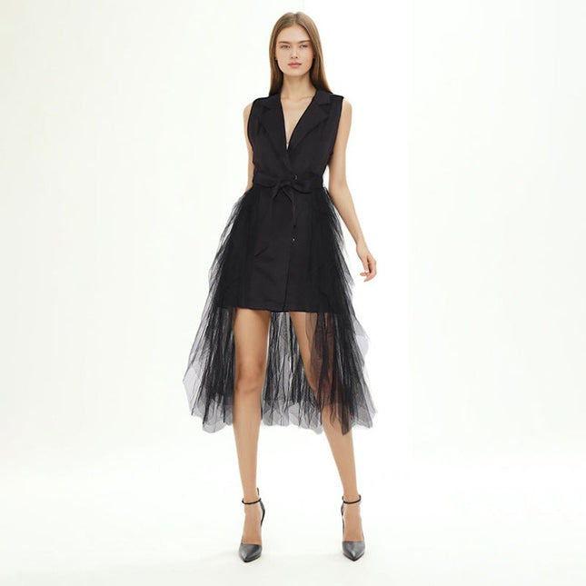 Paisley™ | V-Neck Suit Mesh Curve-Enhancing Splicing Dress Dresses