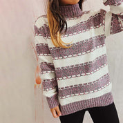Two-Tone Striped Turtleneck Sweater sweater
