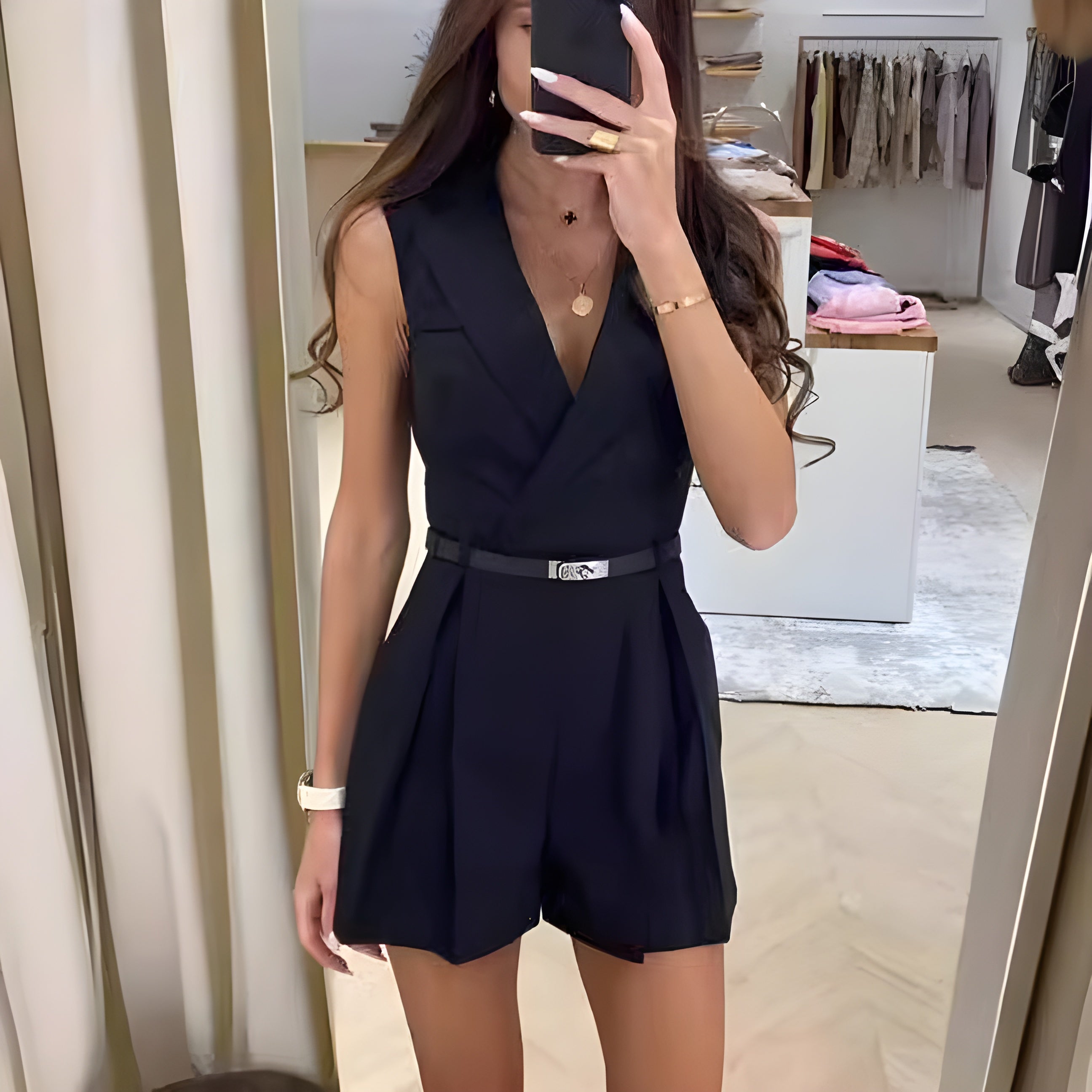 Women's Sleeveless Linen Jumpsuit Black Jumpsuit