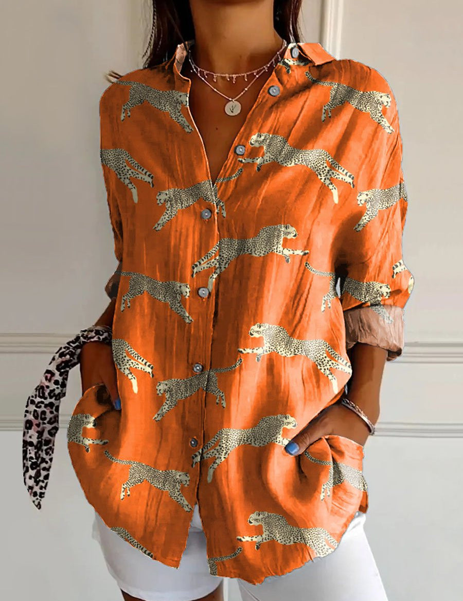 Women’s Floral Stand‑Collar Shirt SN1837OG Shirts