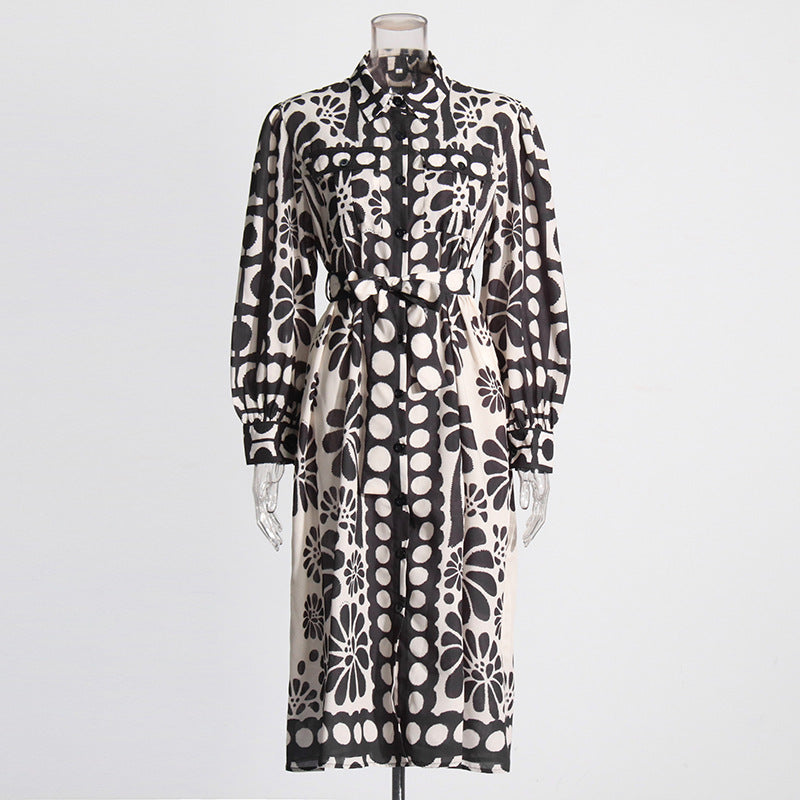 Tatiana™ | Printed Lace-up Waist-Cinching Dress Dress