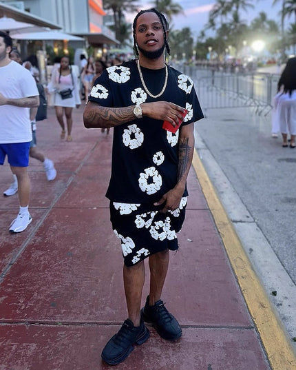 Men's Denim Tears Cotton Flower 3D Printed Shorts Set Shorts