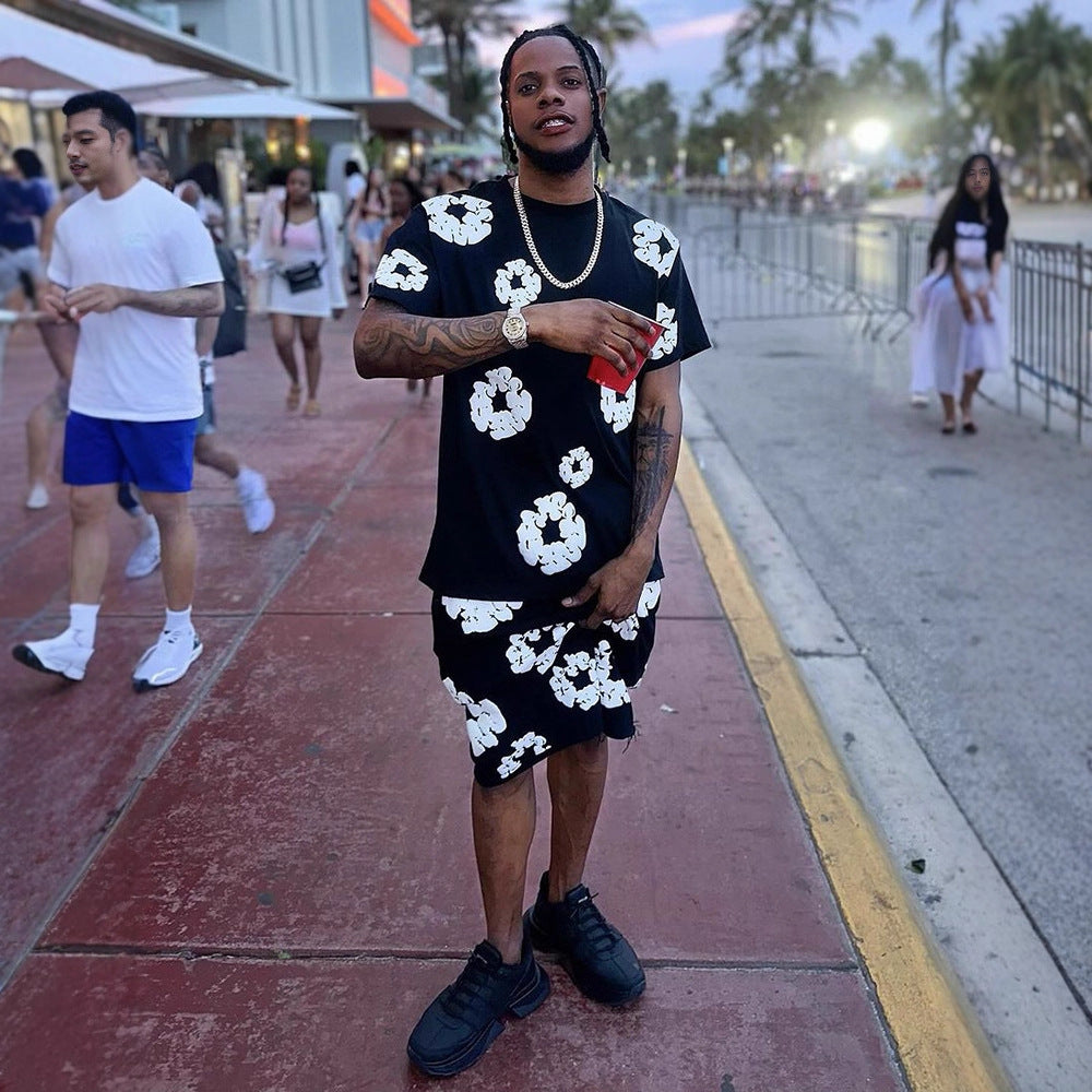 Men's Denim Tears Cotton Flower 3D Printed Shorts Set Shorts
