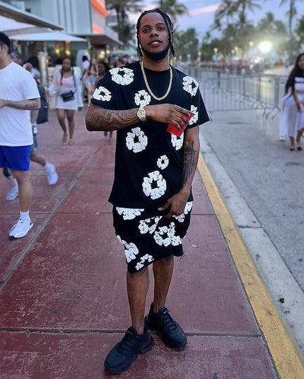 Men's Denim Tears Cotton Flower 3D Printed Shorts Set Shorts