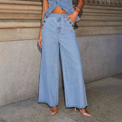 Women’s Denim Vest & Wide‑Leg Trousers Set Sets