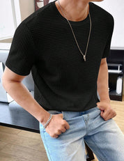 Men's Casual Loose Solid Color Short Sleeve T-Shirt Black T-Shirts