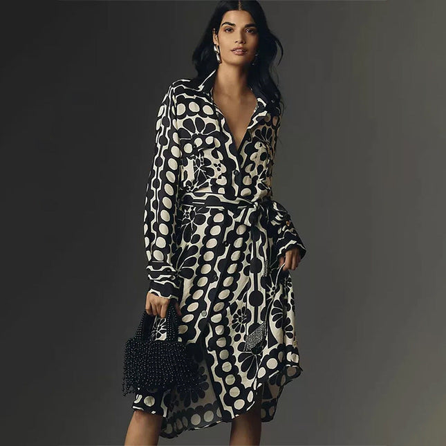 Tatiana™ | Printed Lace-up Waist-Cinching Dress Dress