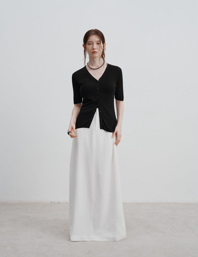 Zuri™ | Ice Silk Knitted Cardigan Blouse Blouse