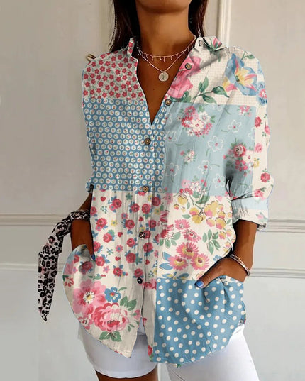 Women’s Floral Stand‑Collar Shirt YJ4960MC Shirts