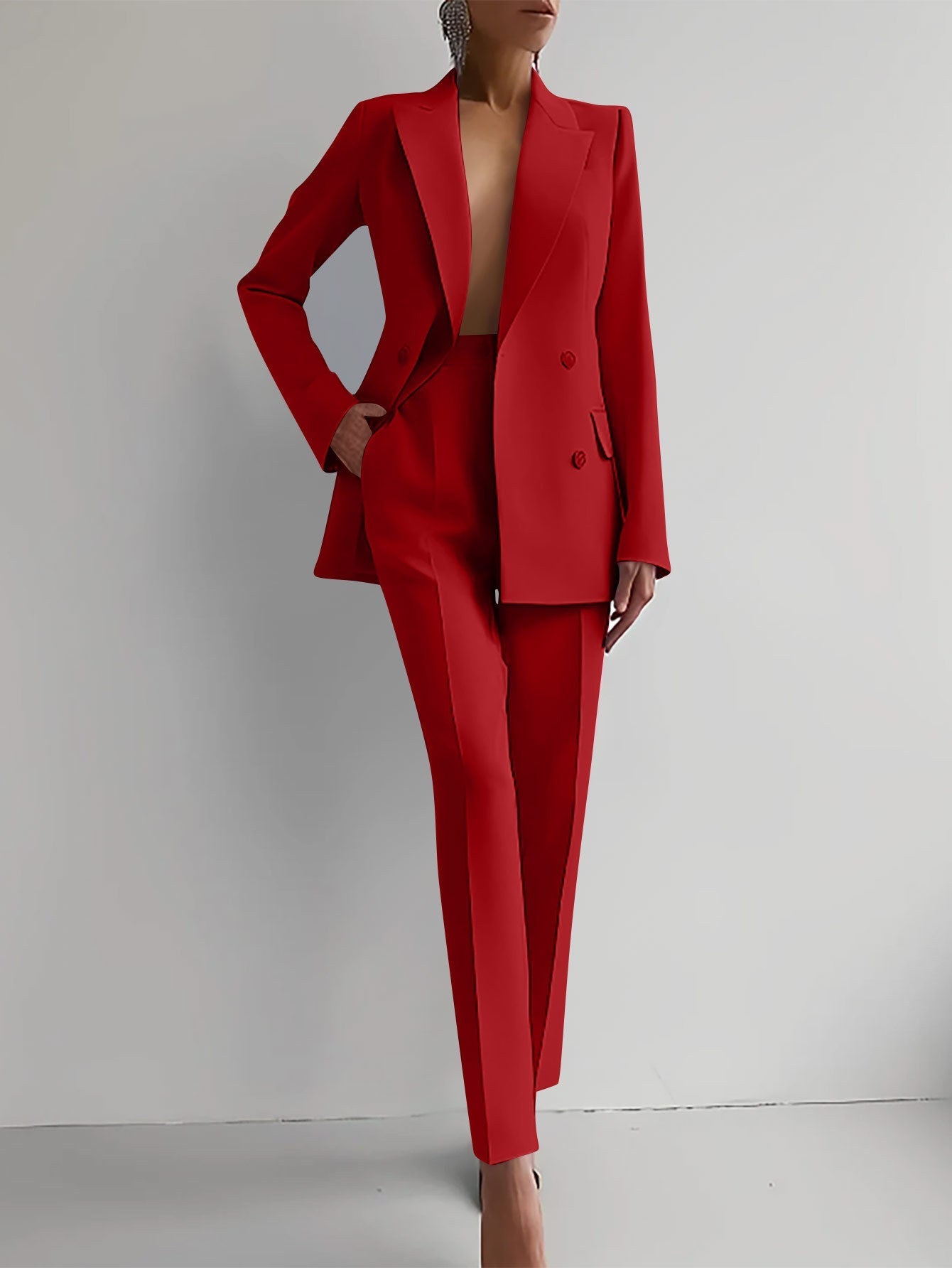 Luxury Women's Two Piece Suit Blazer Red Blazer
