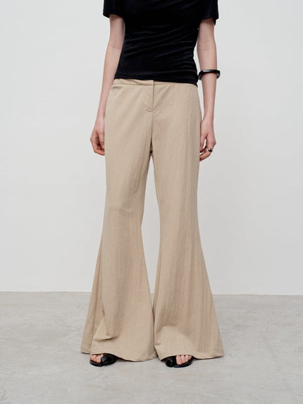Elara™ | Bell-Bottom Pants Beige Women Pants