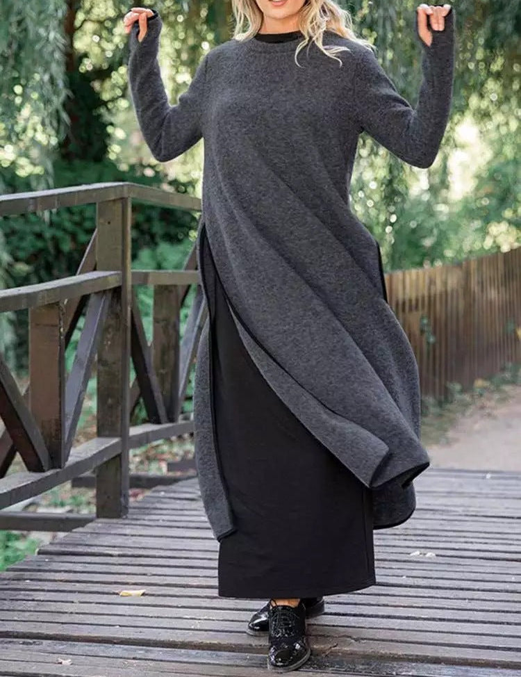 Pauline Laurent | Stylish Loose Layered Dress Grey Dresses