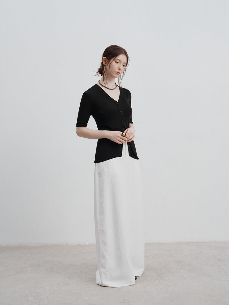 Zuri™ | Ice Silk Knitted Cardigan Blouse Blouse