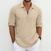 Classic Linen Polo Shirt Beige Shirts