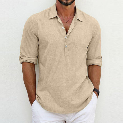 Classic Linen Polo Shirt Beige Shirts