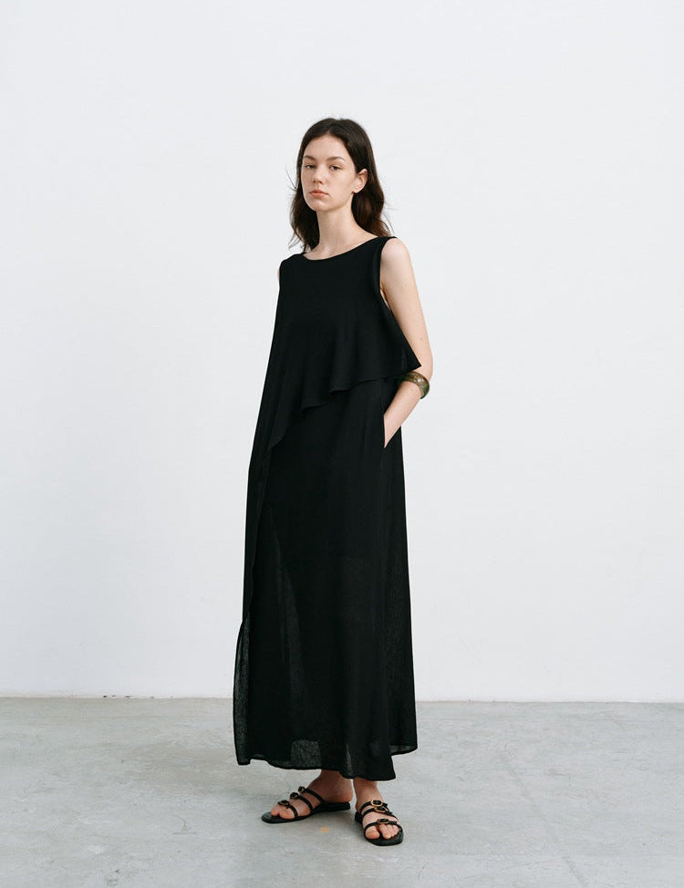 Cassia™ | Temperament Sleeveless Long Dress Black M Dresses