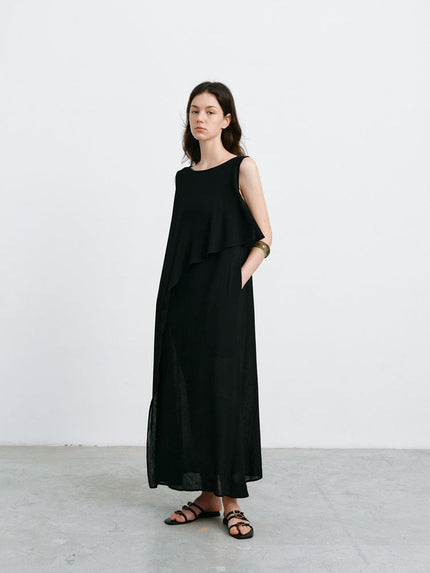 Cassia™ | Temperament Sleeveless Long Dress Black M Dresses