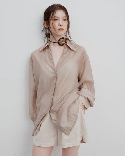 Serena™ | Summer Thin Longsleeves Gentle Apricot Blouse