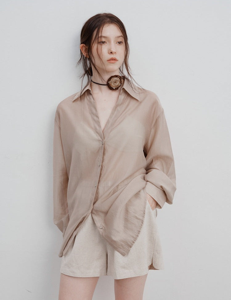 Serena | Summer Thin Longsleeves Gentle Apricot Blouse