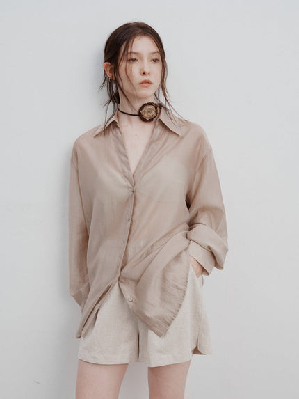 Serena | Summer Thin Longsleeves Gentle Apricot Blouse