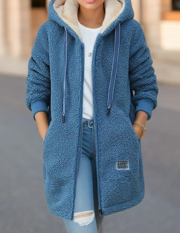 Cozy Fleece Winter Hoodie Blue Winter Hoodie