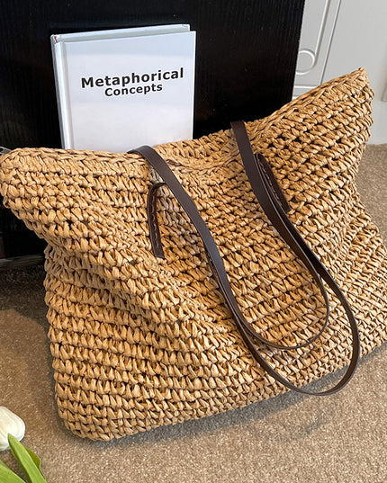 Women's Summer Woven Shoulder Bag Brown Shoulder Bags