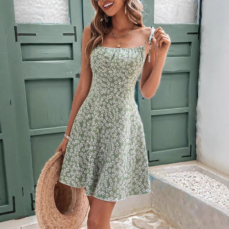 Women's Summer Floral Spaghetti Strap Mini Dress Dresses