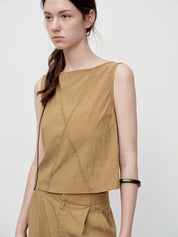 Delaney™ | Sleeveless Cross-Edge Top Blouse