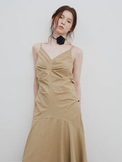 Eve | Pleated Summer Dress Brown Dress