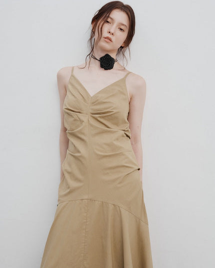 Eve™ | Pleated Summer Dress Brown Dress