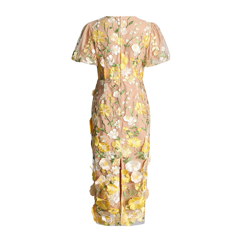 Emilia™ | Floral Puff Sleeve Midi Dress Dress