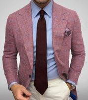 Men's Stylish Linen Blazer Red checked Blazer