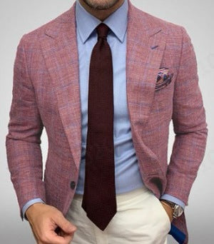Men's Stylish Linen Blazer Red checked Blazer