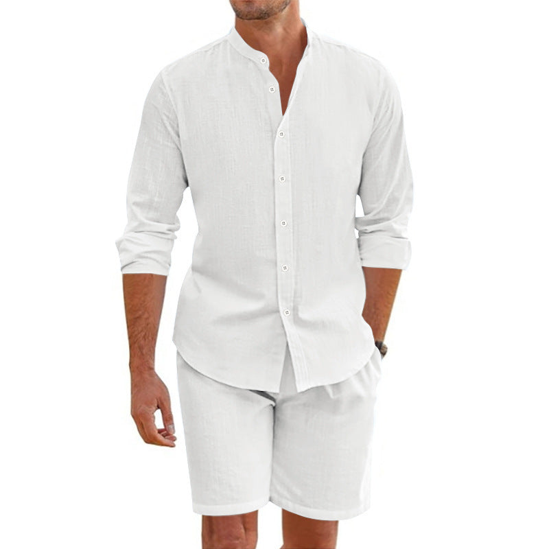 Men’s Beach Shirt & Drawstring Short Set White Shirts